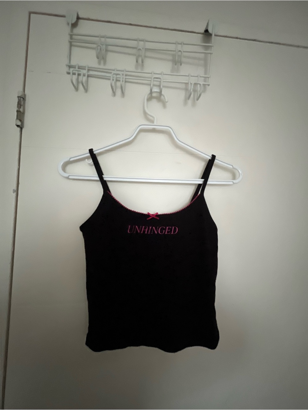 Garage Black Cropped Tank with Pink Trim and Bow
